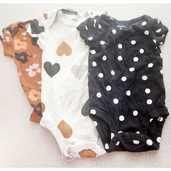 Carter's Baby Girl 3 Short Sleeves Bodysuits 3 Months - Picture 1 of 2